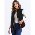 thumbnail image 2 of DARING DIVA Women's Fleece Button Down Jacket with Pockets Oversized Fuzzy Vests XS Black, 2 of 6