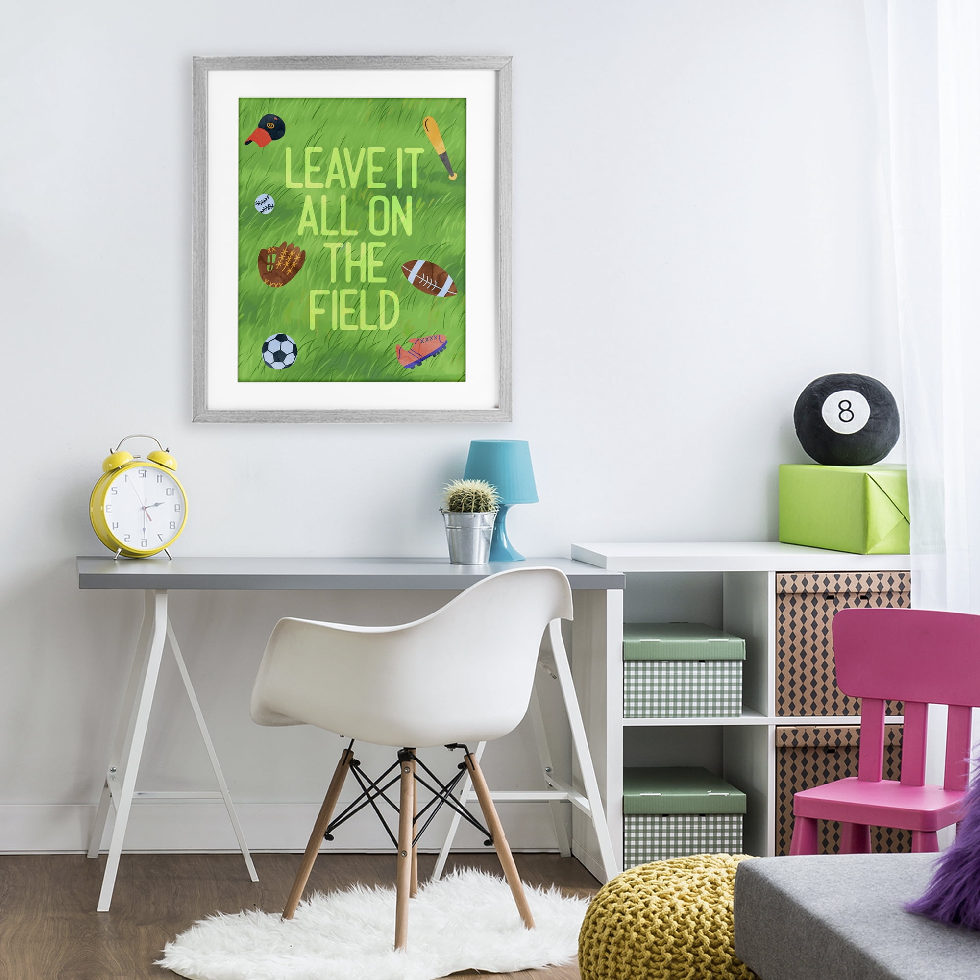 Stupell Industries Leave It On The Field Gray Framed Print Under Glass, design by Lil' Rue