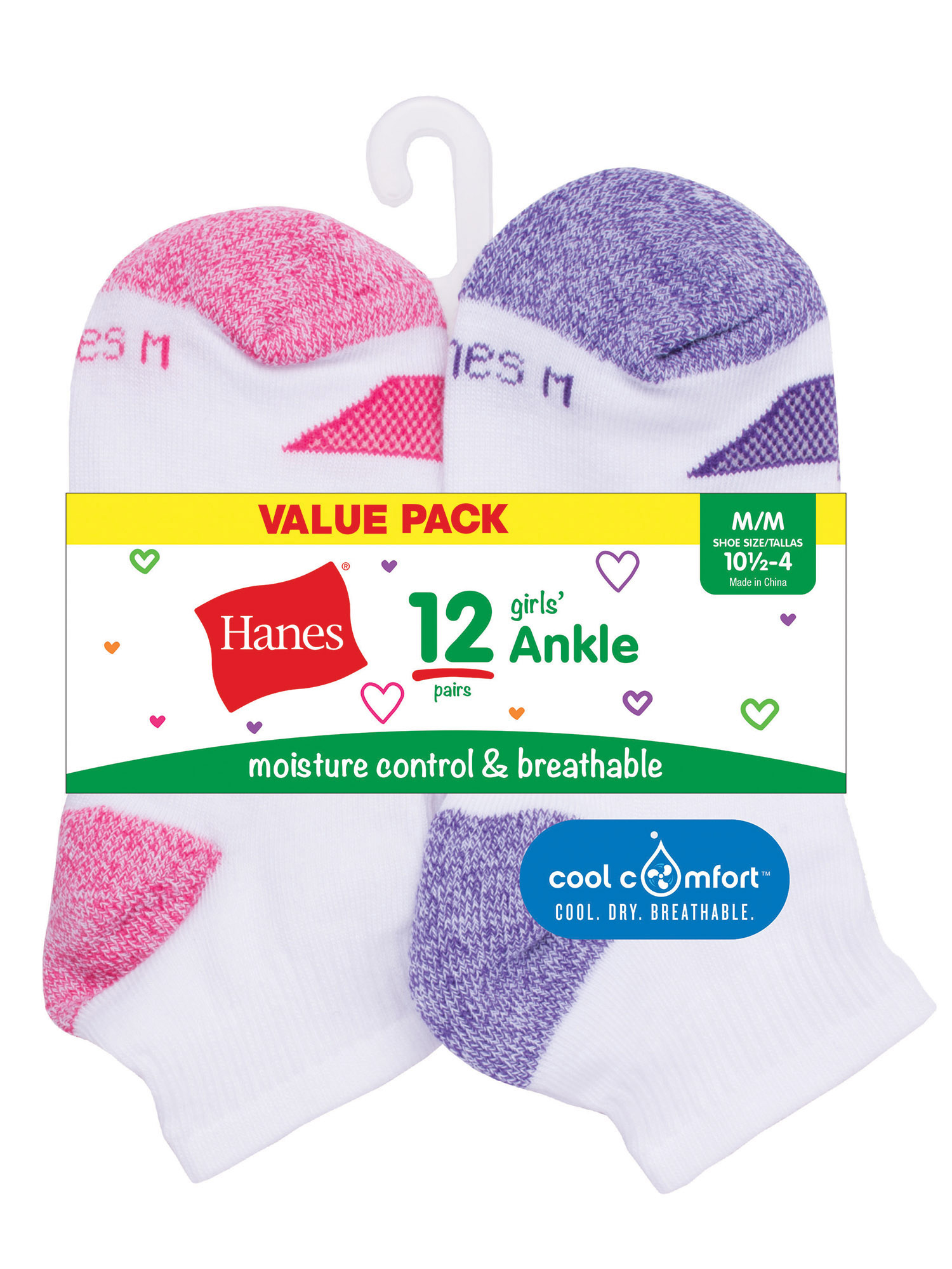 Hanes Girls' Ankle Cool Comfort Socks, 12 Pack - image 4 of 4