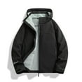 thumbnail image 2 of hotojiny Men's Waterproof Raincoat Lightweight Fashion Colorblock Rain Jacket Loose Hood Windbreaker Outdoor Outwear for Hiking Travel, 2 of 6