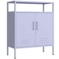 thumbnail image 3 of Locker Door Side Cabinet 2 Doors Household Cabinet With Power Strip Rechargeable 3-Layer Multifunctional Storage Cabinets Removable Shelves Easy To Assemble Purple Size： 33"H X 29.5"W X 13.8"D, 3 of 3