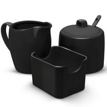 Kook Sugar and Creamer Set Sugar Bowl with Lid and Spoon, 3 pieces, Black