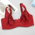 thumbnail image 5 of Bigersell Full-Coverage Bras for Women Plus Size Lace V-Neck Wireless Bra Ladies Bras No Underwire Push up Padded Bra Comfort Soft Bra for Everyday Wear Full Figure Bra G-6-Red 115E, 5 of 7