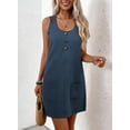 thumbnail image 3 of DOKOTOO Women's Sleeveless A-Line Tank Dress with Buttons Patch Pockets for Daily Casual Wear Mini Dresses, 3 of 7