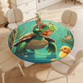 thumbnail image 4 of Bebé tortuga-theme Fitted Round Tablecloths Elastic Edged Table Covers Waterproof Table Cloth for Kitchen Holiday Party Tables Decor 150cm, 4 of 6