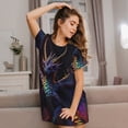thumbnail image 3 of Sikiie Rainbow Wings Majestic Dragon Print Women's Short-sleeved Nightdress, Round Neck Pullover Nightdress Pajamas Summer Home Wear, 3 of 6