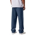thumbnail image 5 of Nestiefly Mens Cotton Linen Pants, Casual Fabric Loose Comfort Trousers Drawstring Pockets Golf Pants Navy 2XL, 5 of 6
