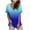 Sky Blue, variant on tarylea Summer Tops for Women Rolled Short Sleeve V Neck Gradient Color Split Hem T-Shirts Casual Loose Comfy Blouse Tee