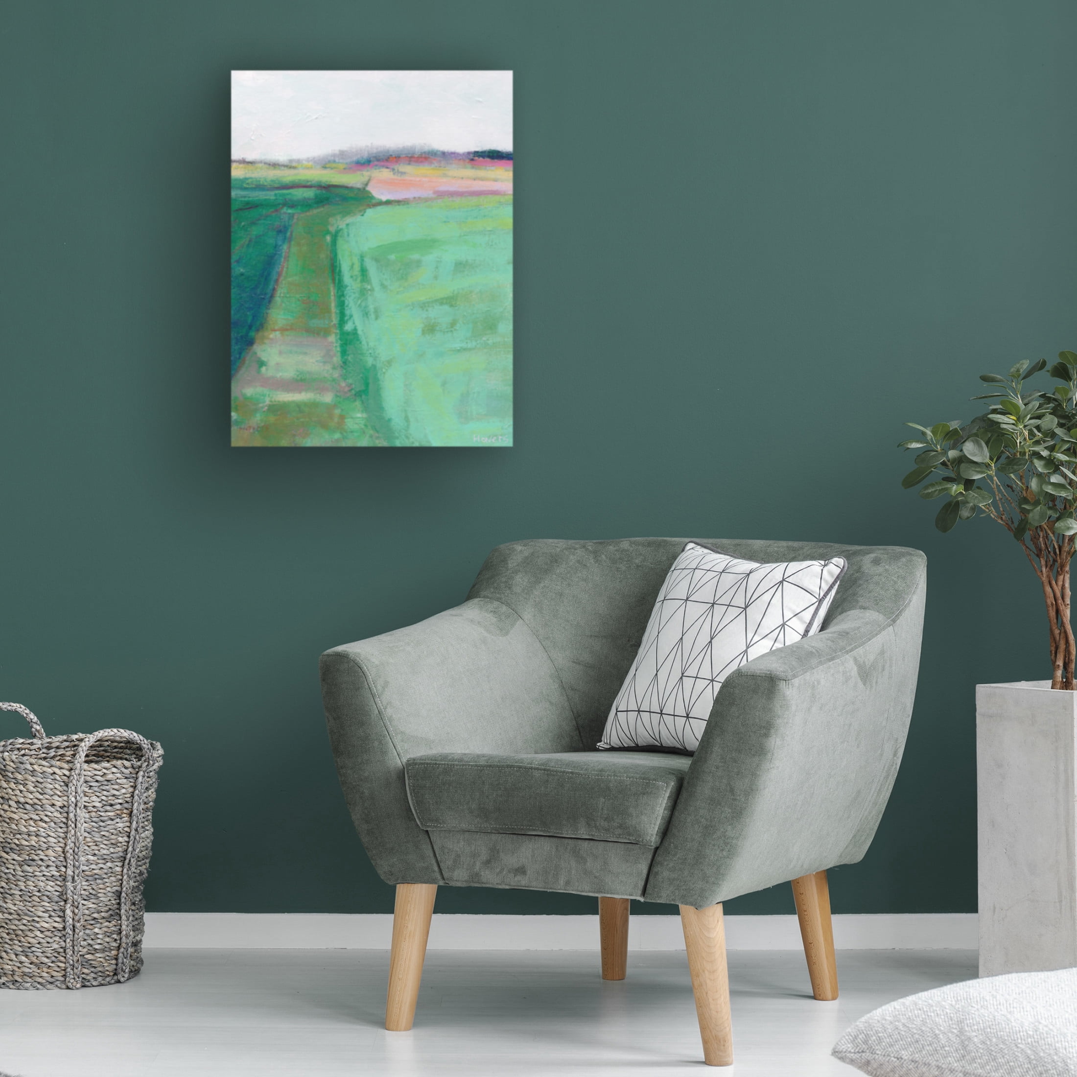 Canvas Wall Art - Chrissie Havers 'Pale Green Field' Wall Art for Living Room, Bedroom, or Office Décor by Trademark Fine Art - 14 x 19 Inches