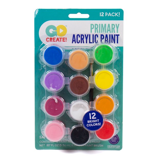 Go Create Primary Acrylic Paint .87 fl. oz. Each, 12 Bright Colors