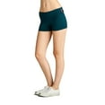 thumbnail image 1 of Essential Basic Junior Women Fold Over Low Rise Short Cotton Spandex Yoga Workout Dance - Green Teal, L, 1 of 4
