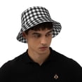 thumbnail image 4 of Kll Black White Plaid Bucket Hat for Women Men Packable Travel Beach Sun Hat Outdoor Rave Accessories Reflective Fisherman Cap, 4 of 6