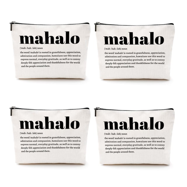 Set de 4 bolsas cosméticas CQM de algodón impermeable, 24 x 19 cm