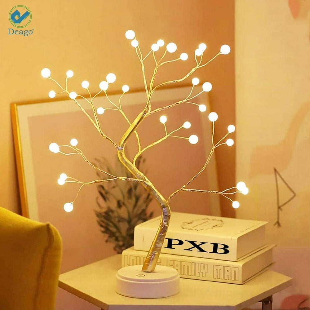 Deago 18" Tabletop Bonsai Tree Light with 36 Pearls LED, DIY Artificial