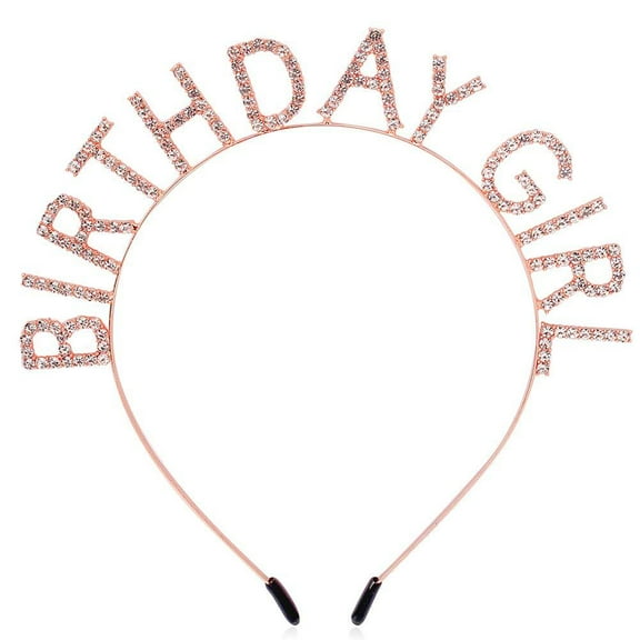 Birthday Sash with English Letters Tiara Headband Diamond Drilling Dazzling Birthday Accessory Set