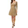 thumbnail image 1 of INSPIRE CHIC Women's  Stars Velvet Square Neck Vintage Prom  Mini Dress, 1 of 6