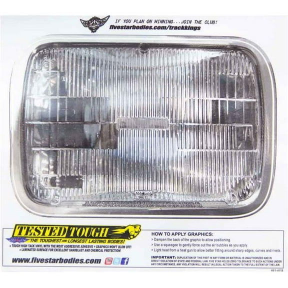 Fivestar H01-411S 8 x 5.40 in. Large Rectangle Headlight Decal