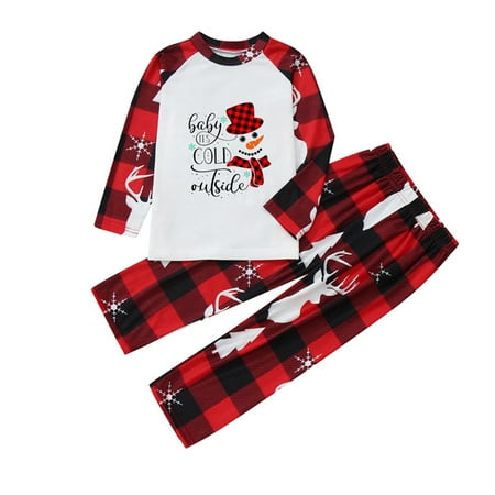 

Christmas Matching Family Pajamas Snowmen Deer Graphics PJ Set For Women Men Kids Baby And Pets