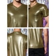 thumbnail image 6 of Lars Amadeus Men's Metallic Shiny Nightclub Short Sleeve Party Disco T-Shirt, 6 of 6