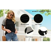 Rosvigor Plus Size T Shirts for Women Color Block Tops Loose Tee Short Sleeve Blouses