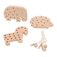 thumbnail image 1 of Wooden Lacing Toy, Animal Style Thick Strong Round Edge 3 Pieces Wood Lace Block  For Gifting, 1 of 8
