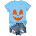 thumbnail image 4 of Halloween Shirt For Women Print T Shirt Short Sleeve Women Short Sleeve Round Neck Tee T Shirt Printing Loose Top XL Blue, 4 of 4