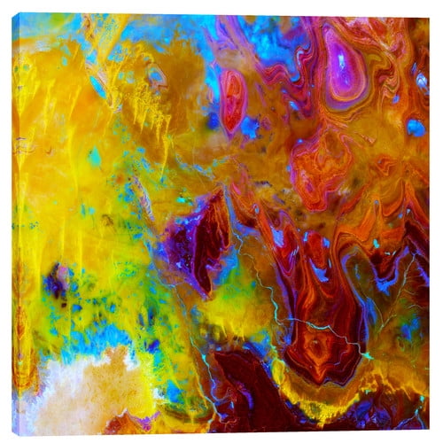 Vibrant Abstract Framed Canvas Art in Yellow and Red