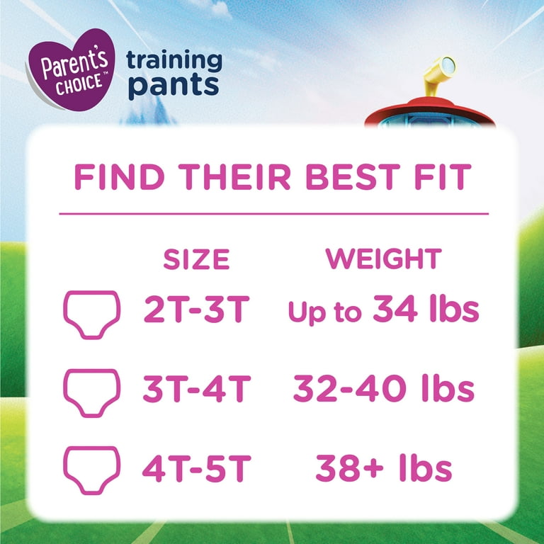 Parent's Choice Girls Training Pants, 2T - 3T, 94 Count
