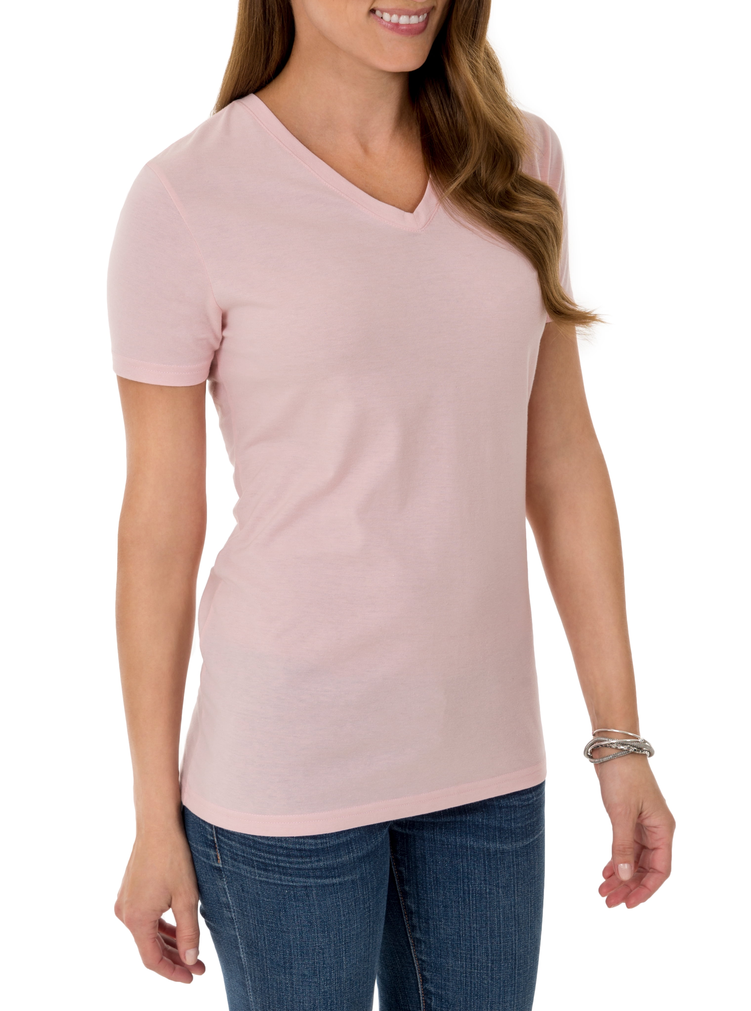 Time and Tru Women's Essential Short Sleeve V-Neck T-Shirt