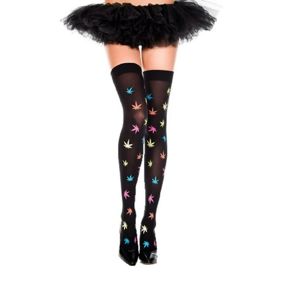 Music Legs Women's Multicolor print leaf thigh hi 4286-AS SHOWN