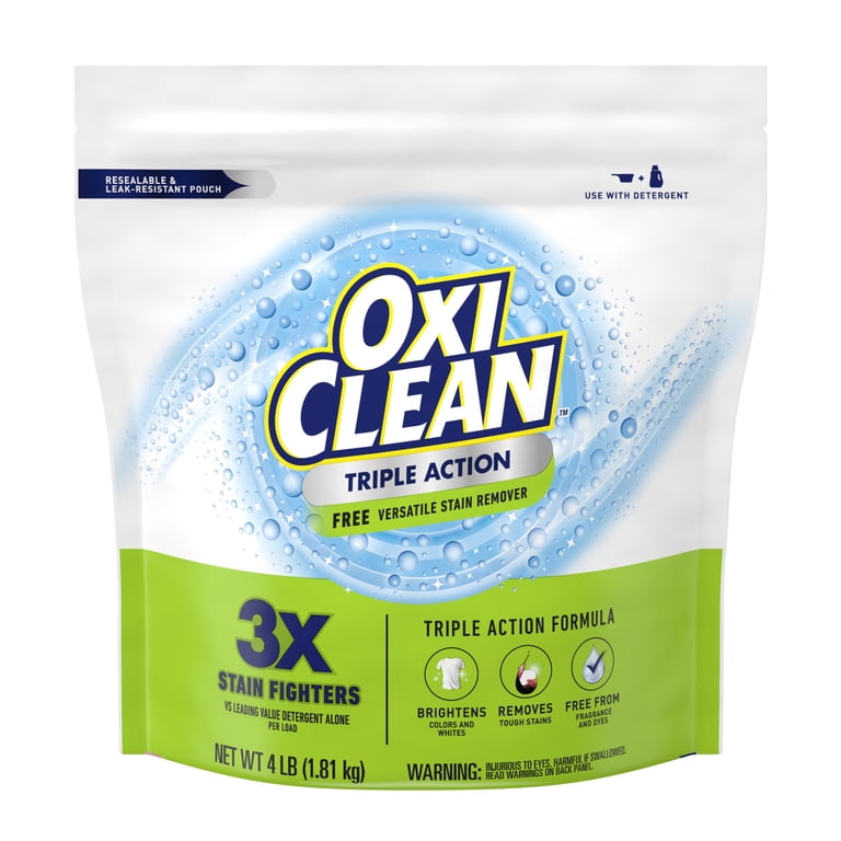 OxiClean Triple Action Free Versatile Stain Remover Powder, 4 lbs