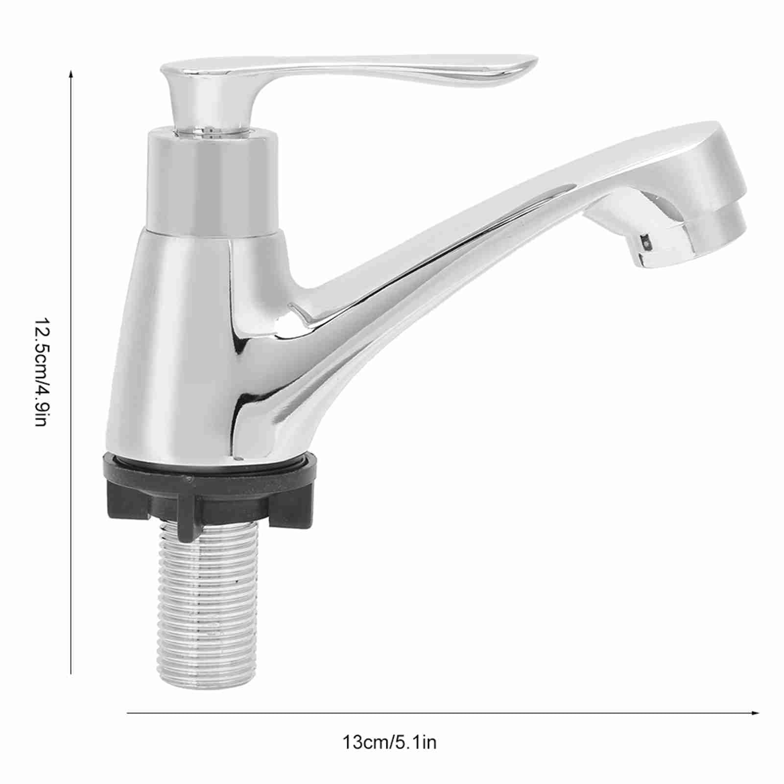 Rupoun G1/2in Household Zinc Alloy Single Handle Faucet Water Tap for Bathroom Kitchen Sink Basin 4.9 in / 12.5 cm