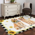 thumbnail image 4 of Cute Dag Washable Area Rugs 4'x6', Yellow Sunflower Daisy Black Plaid Summer Field Low Pile Throw Living Room Rug Non-Slip Sturdy Edge Binding Carpet for Indoor Entryway Bedside Kitchen, 4 of 9