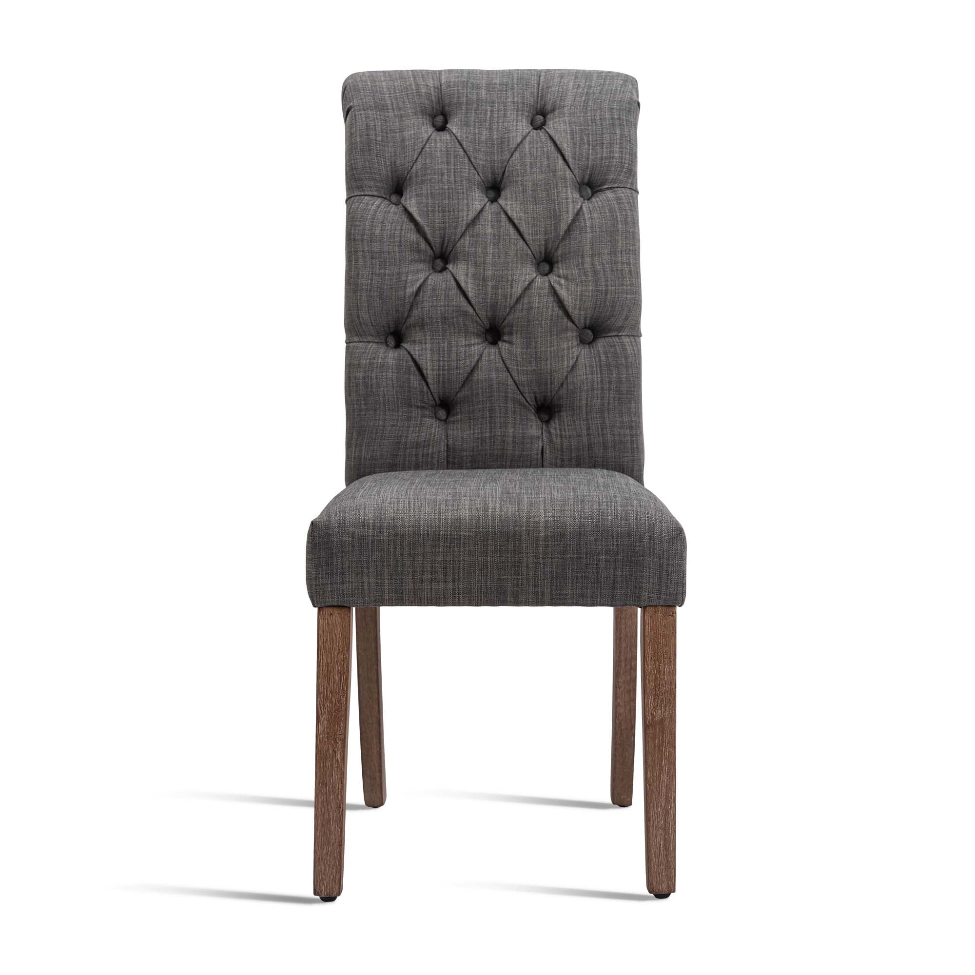 Fabric Dining Chairs Set of 2 with Solid Legs,Gray