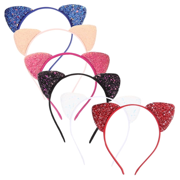 GETAJGHSD 6Pcs Cute Cat Ears Headband Fabric Hair Accessories for Parties Assorted Colors