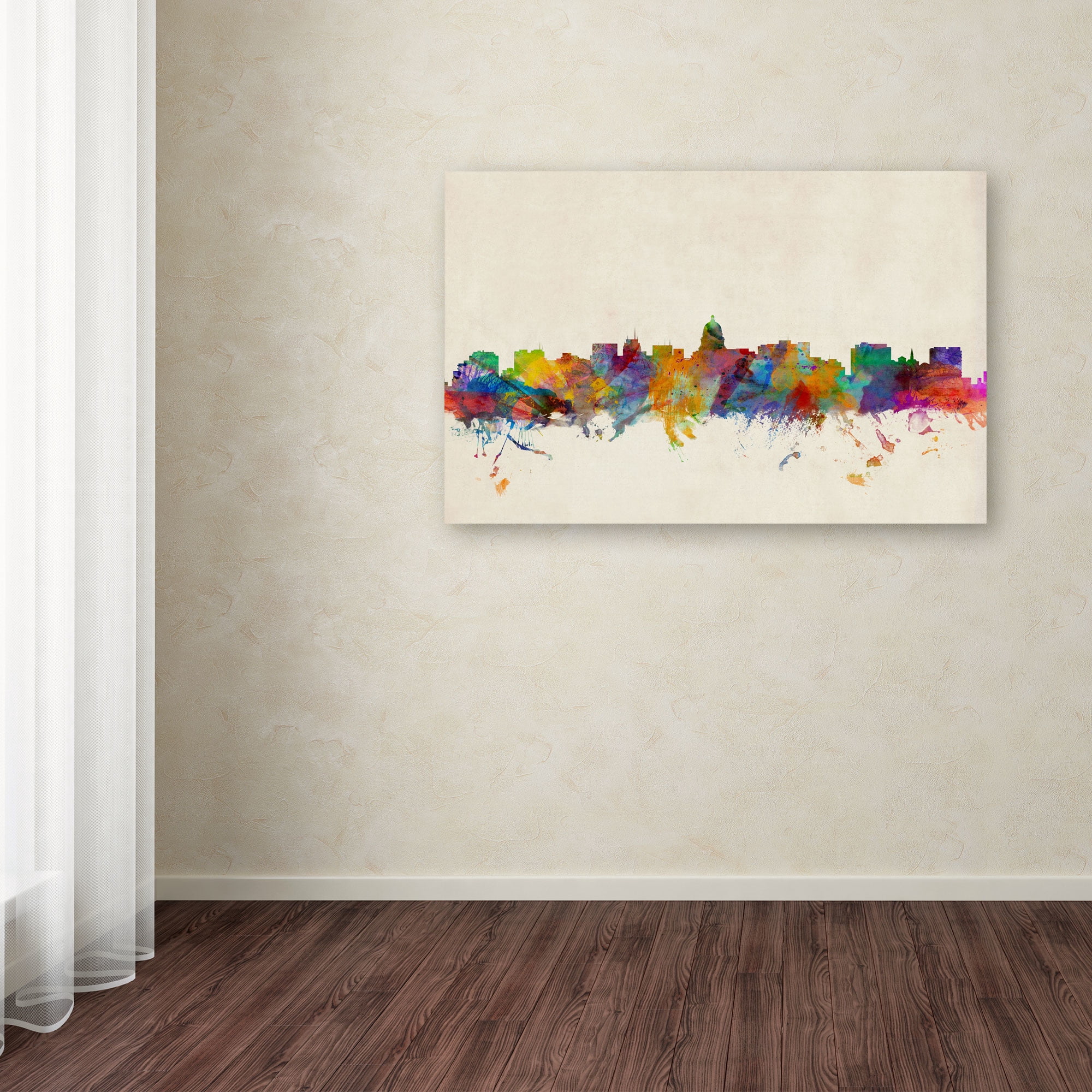 Trademark Fine Art "Madison Watercolor Skyline" Canvas Art by Michael Tompsett