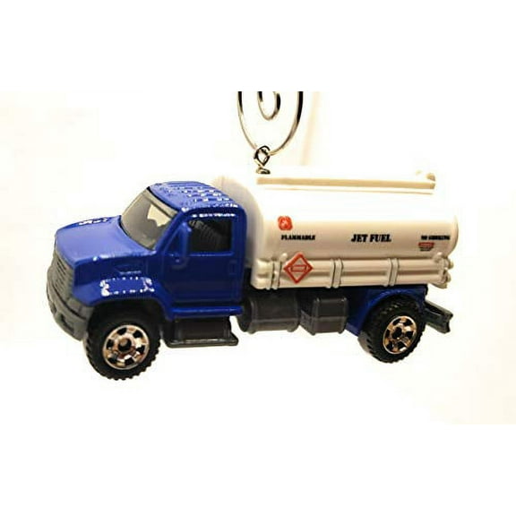 Airport Jet Fuel Tanker Truck Christmas Ornament 1:64 Blue White