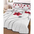 thumbnail image 3 of Quilts Twin Size, Red Spring Floral Soft Comforter Bedding Set for Bed, Elegant Summer Botanical Pastoral Lightweight Quilted Bedspread with Pillow Cover(2 Pieces) for All Season, 68x86 Inch, 3 of 6