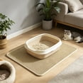 thumbnail image 5 of Cat Litter Mat, Cat Litter Box Mat, Waterproof Urine-Proof Non-Slip Litter Trapping Mat, Soft on Kitty Paws, Scratch-Resistant, Scatter Control, Easy to Clean (Khaki, 31x30''), 5 of 6
