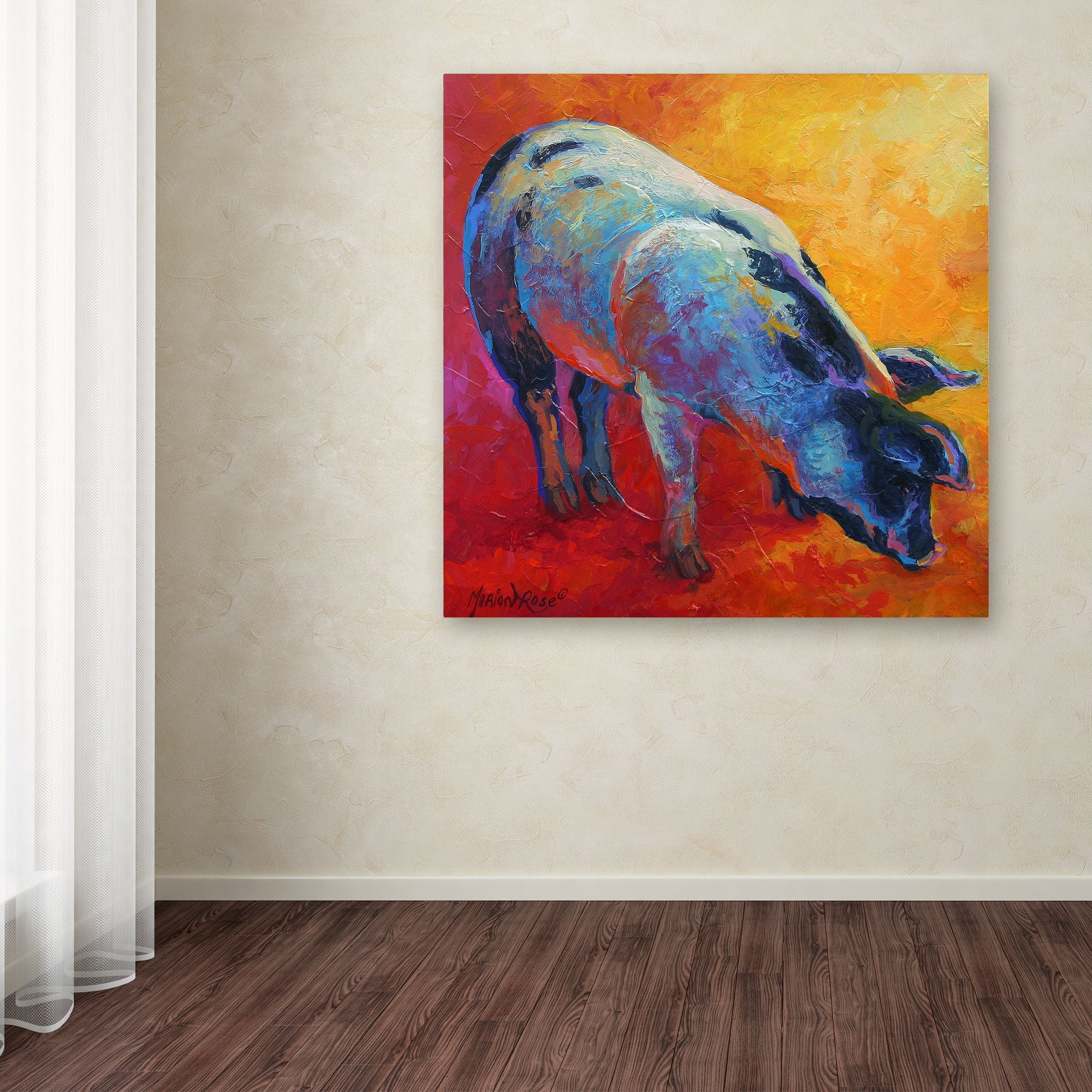 Trademark Fine Art 'Pig' Canvas Art by Marion Rose