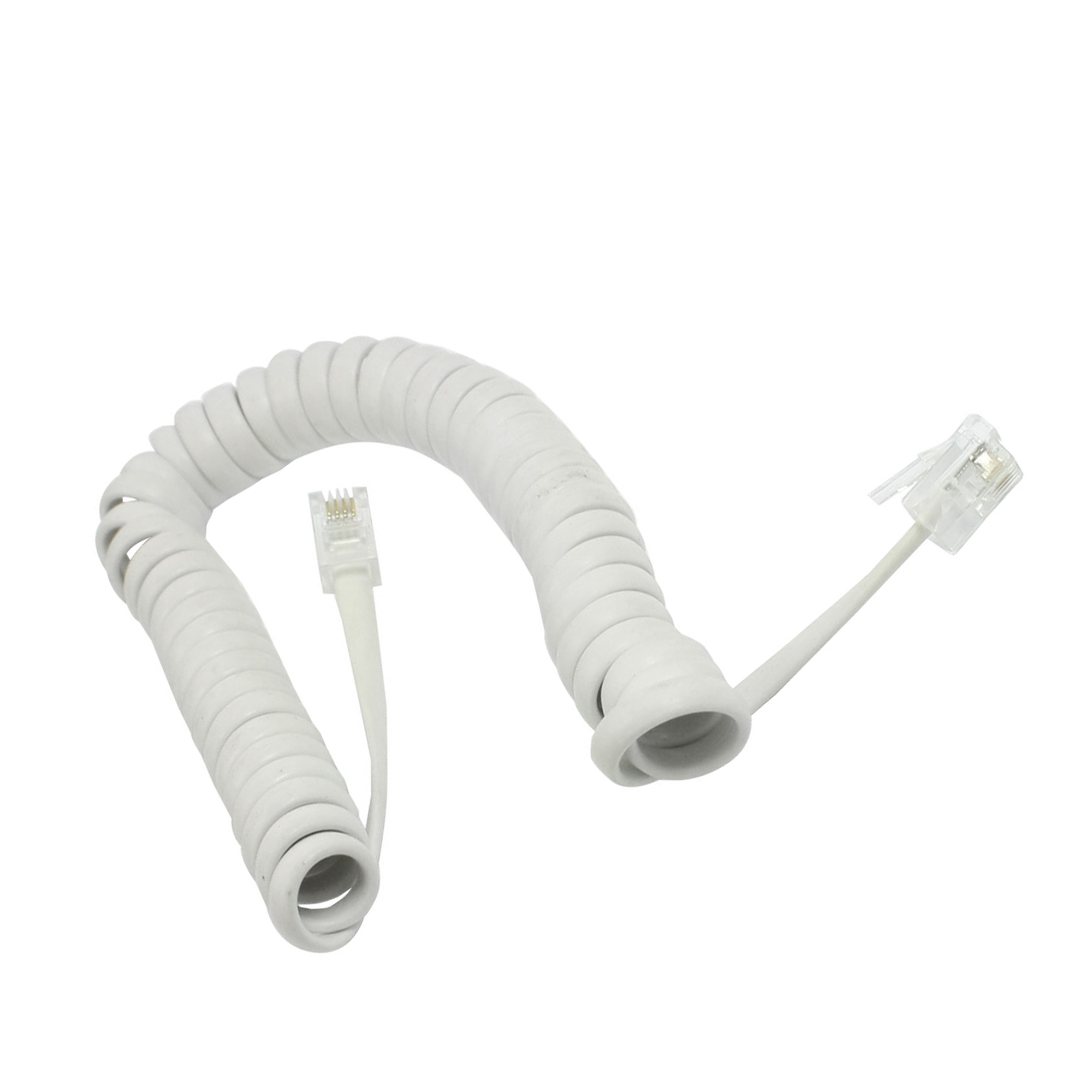 Unique Bargains 11' Long Coil Stretchy RJ9 4P4C Extension Telephone Cable White