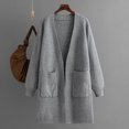 thumbnail image 2 of Lovskoo Cardigan Sweaters for Women Open Front Long Sleeve Solid Color Loose Jacket Oversized Winter Outerwear Tops Gray, 2 of 4