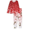 thumbnail image 4 of FKELYI Christmas Candy Cane Women Pjs 2pcs Red Snowflake Polyester Sleepwear Pajamas Size XL Comfortable Xmas Long Sleeve Loungewear, 4 of 5
