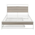 thumbnail image 4 of Hassch Full Size Metal Platform Bed with Twin Size Trundle and Outlet & USB Ports, Metal Bed with Wooden Storage Headboard for Bedroom, No Box Spring Needed, White, 4 of 10
