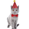 thumbnail image 5 of Lindo mascota gato perro cumpleaños Bowknot elástico Blingbling fiesta disfraz sombrero disfraz sombrero rojo, 5 of 5