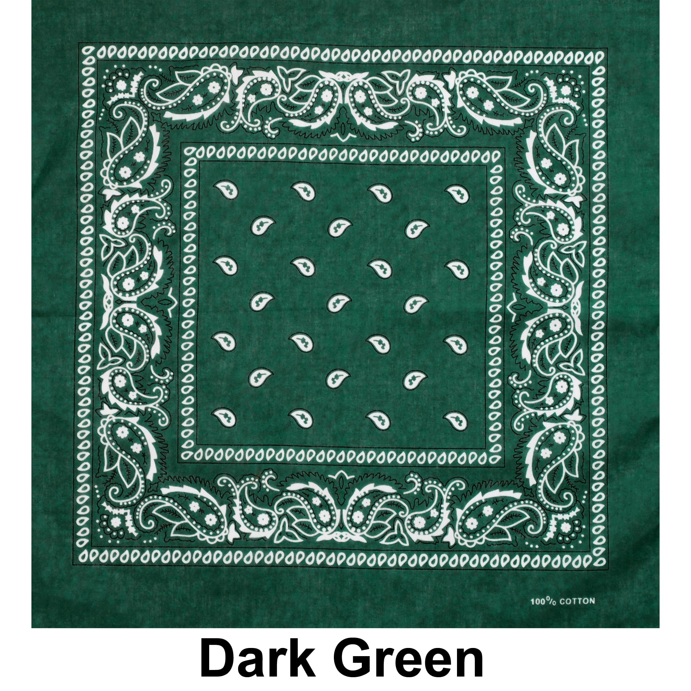 Dark Green Paisley Print Designs Cotton Bandana - Walmart.com