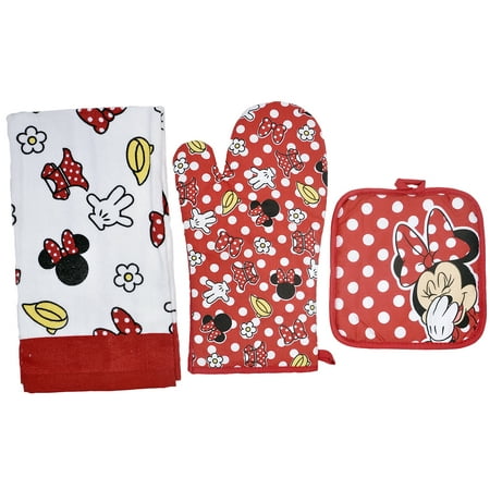 Minnie  Mouse  Polka Dot 3pc Kitchen  Set  Oven Mitt Pot   Minnie  Mouse  Polka Dot 3pc Kitchen  Set  Oven Mitt Pot
