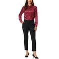 thumbnail image 2 of Hobemty Women's Satin Blouse Long Sleeve Work Office Button Down Shirt Top, 2 of 6