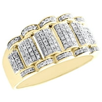 10K Yellow Gold Round Diamond Jubilee Pinky Ring 11mm Statement Pave Band 1/2 CT