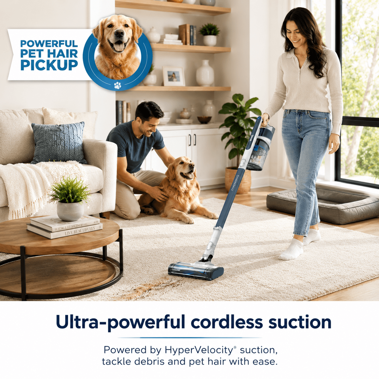 Shark PowerPro Pet Cordless Stick Vacuum, FloorDetect Technology, HEPA Filter, Carpets & Hardfloor, 50 Min Runtime, IZ373H Teal